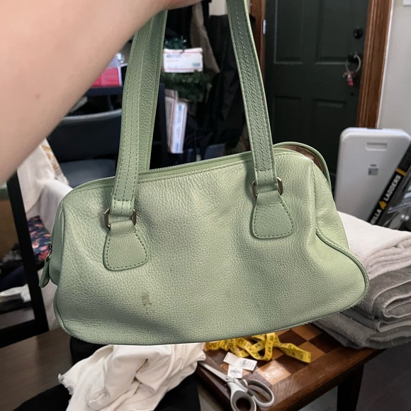 Fossil Mint Sage Light Green Leather Purse Hand Bag Shoulder Bag - Picture 2 of 5